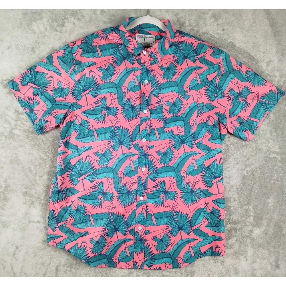 Savage Tacticians AK Tropical Button Shirt Mens XL Gun‎ Flamingo Bullet